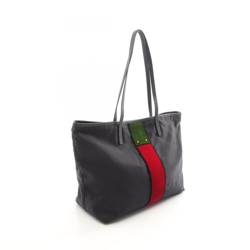 Prada Cahier Trompe loeil Tote Bag Saffiano Leather Black Multicolor